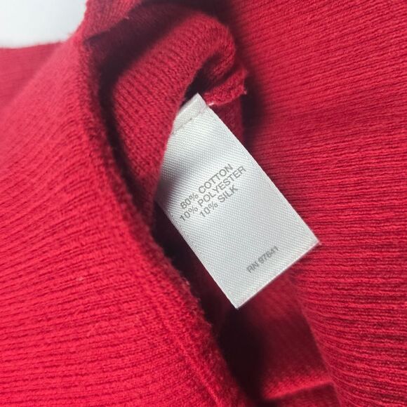 J. Jill Cotton Silk Blend Turtleneck Sweater in Red Women's Medium - Picture 5 of 9